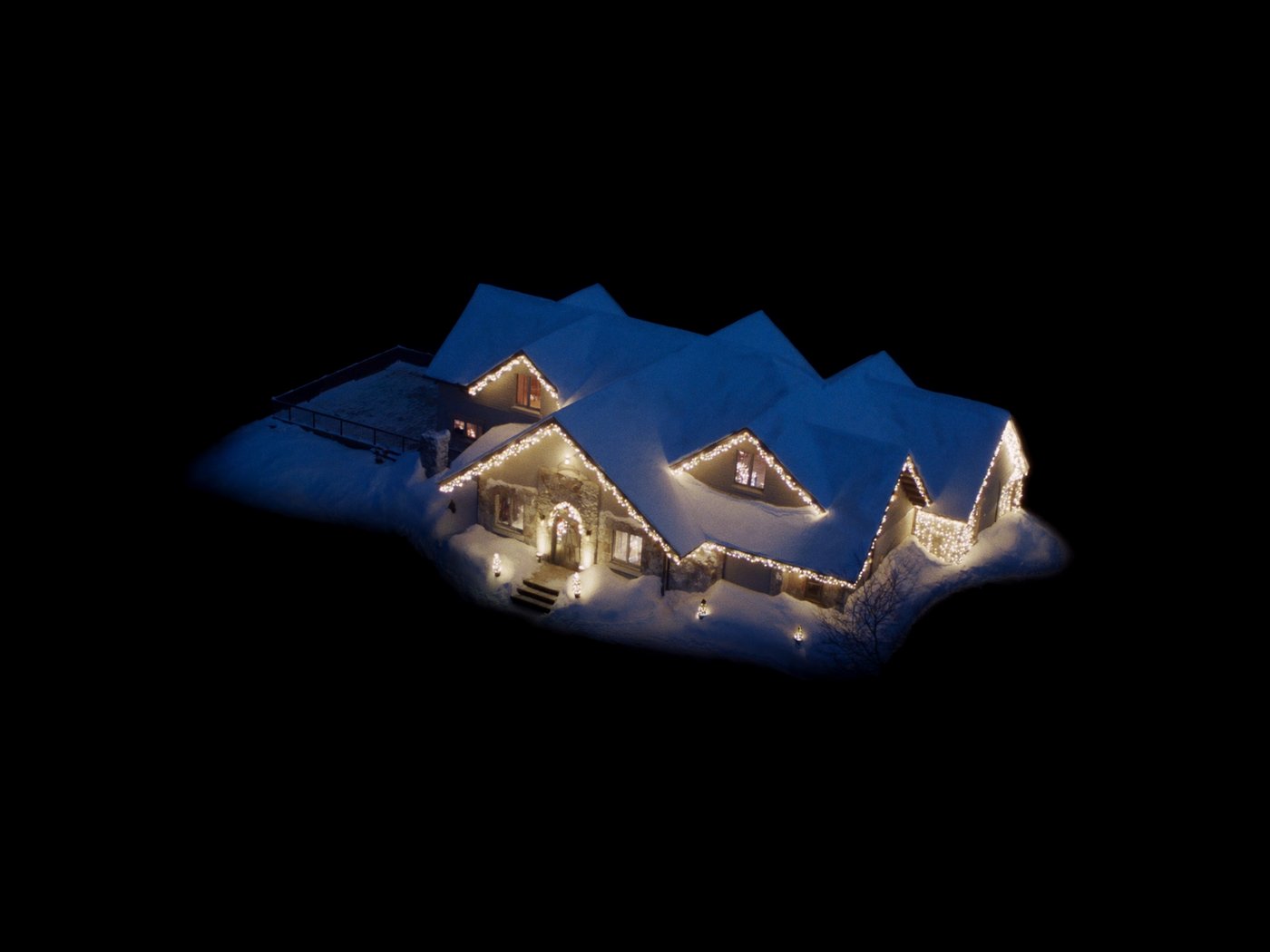Installation de lumières de Noël à Magog