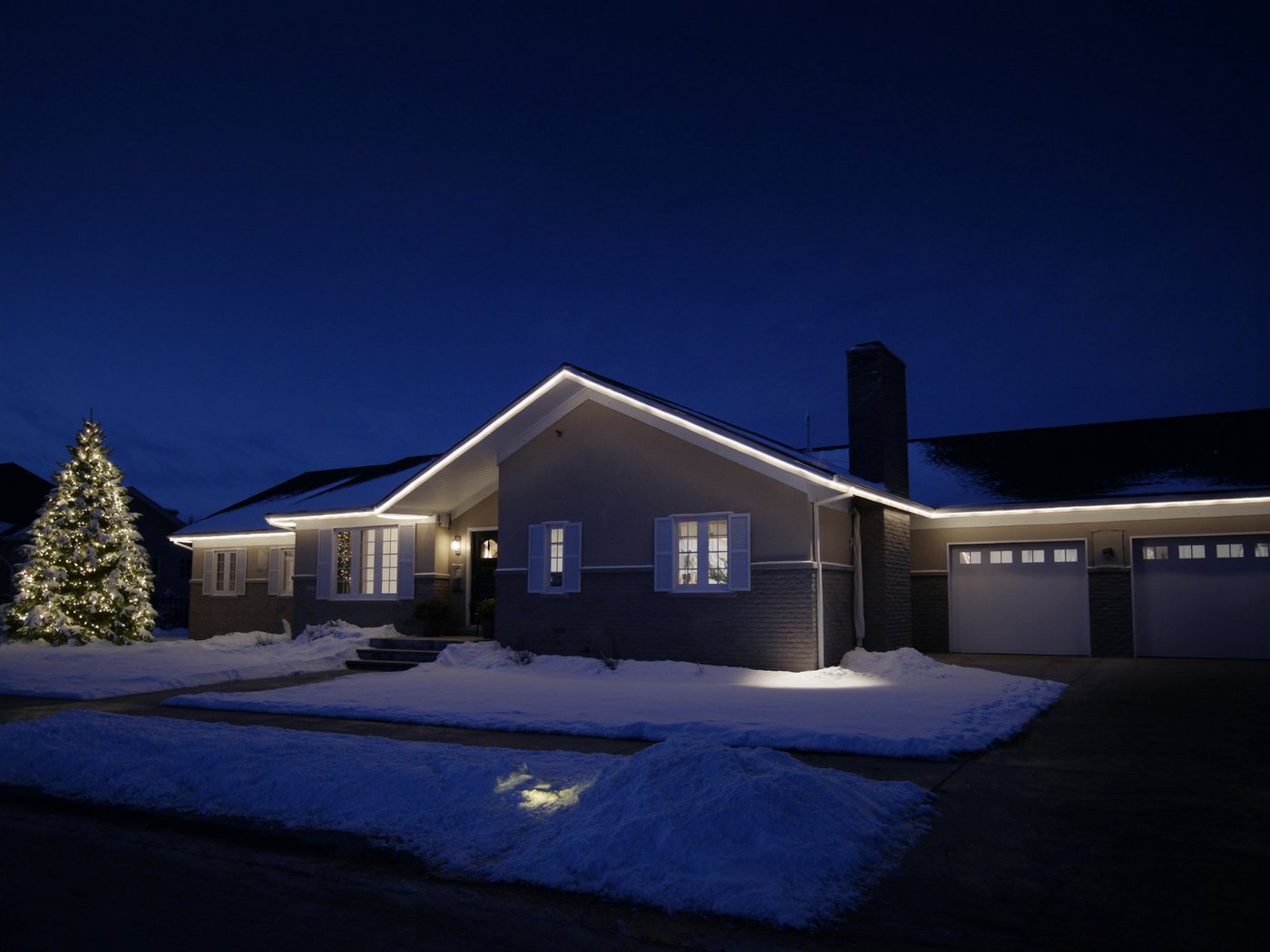 Maison résidentielle illuminée pour les Fêtes